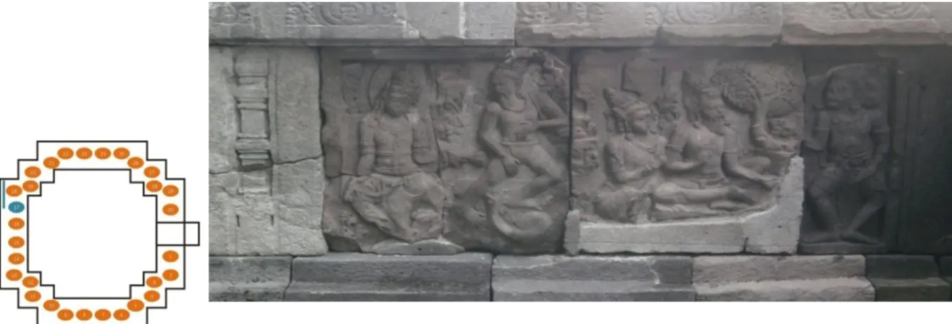 Gambar 1: Relief Kresnayana Candi Wisnu Prambanan Panel 17. Kresna Membebaskan Vidyadhara dari Kutukan Ular
