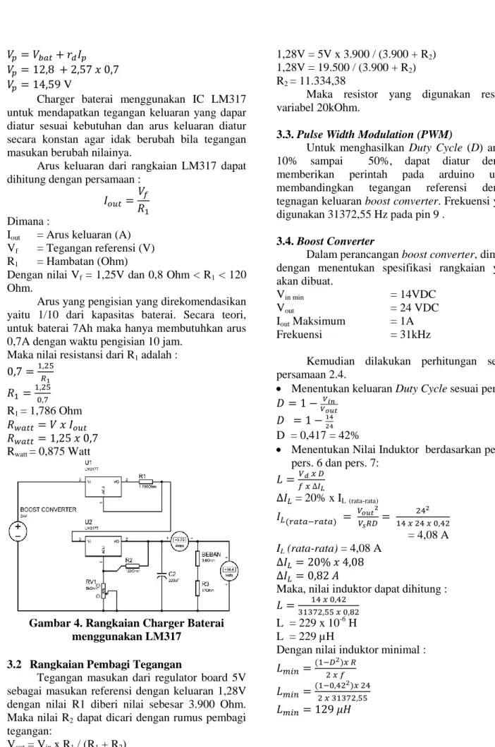 Gambar 4. Rangkaian Charger Baterai  menggunakan LM317 