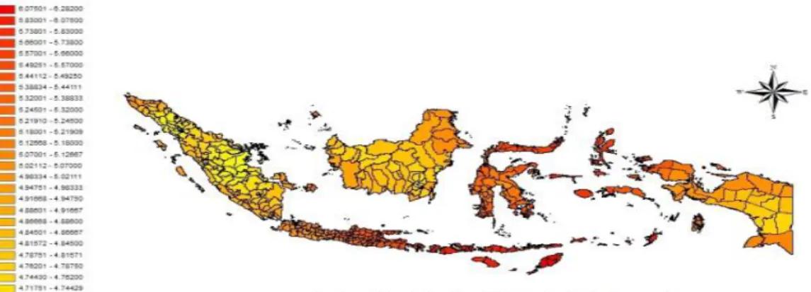 Gambar 1. Peta Radiasi Surya di Indonesia [3]