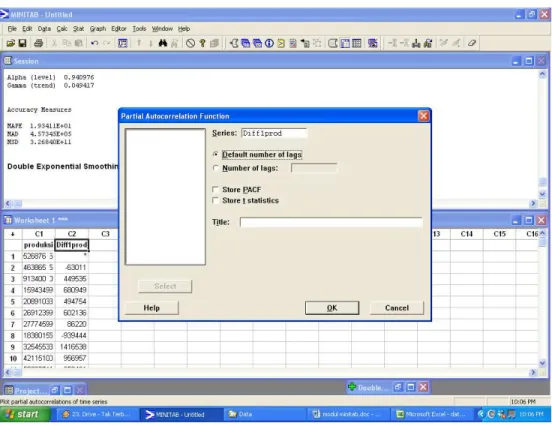 Gambar 13 Kotak Dialog Partial Autocorrelation 