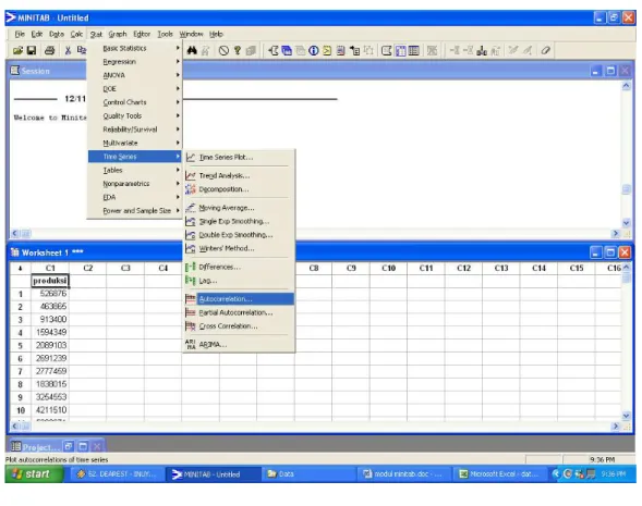 Gambar 5 Menu Auto-korelasi pada Minitab 