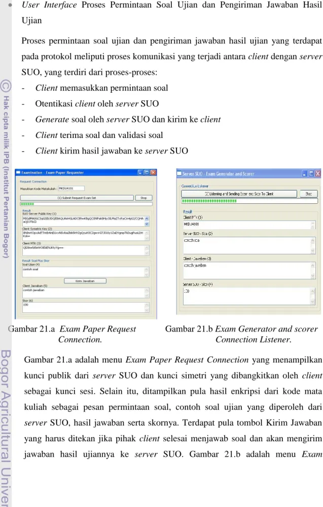 Gambar 21.a  Exam Paper Request            Gambar 21.b Exam Generator and scorer  