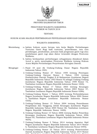 WALIKOTA SAMARINDA PROVINSI KALIMANTAN TIMUR PERATURAN WALIKOTA ...