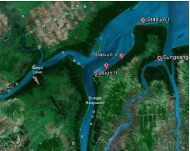 Gambar 2. Lokasi penelitian di Muara Sungai  Banyuasin 