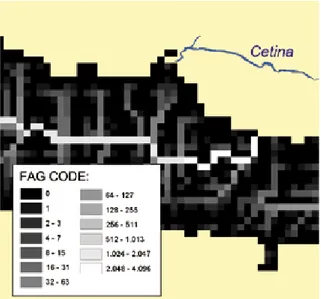 Fig. 3.  The FAG of the part of the Brač channel near  the river mouth of the Cetina River