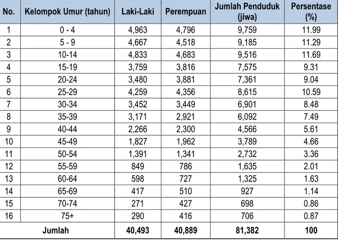 Tabel 2.14  Komposisi Penduduk Berdasarkan Usia di Kabupaten Gayo Lues Tahun 2011 