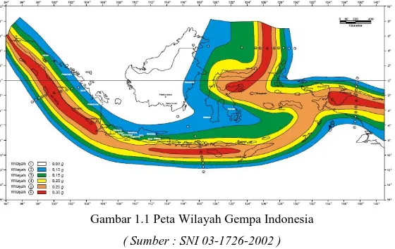 Gambar 1.1 Peta Wilayah Gempa Indonesia 