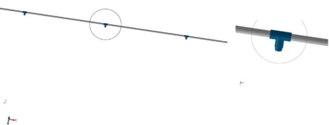 Gambar 13. Model grafis dari rangkaian pipa yang terhubung dengan sock T dan nozzle
