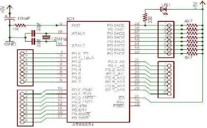Gambar 3.3. Rangkaian mikrokontroller AT89S51