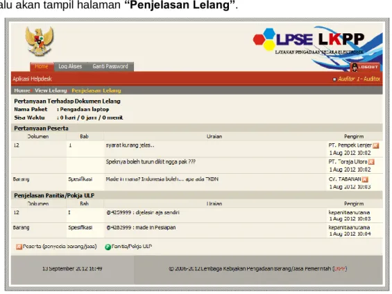 Gambar Halaman Penjelasan Lelang 