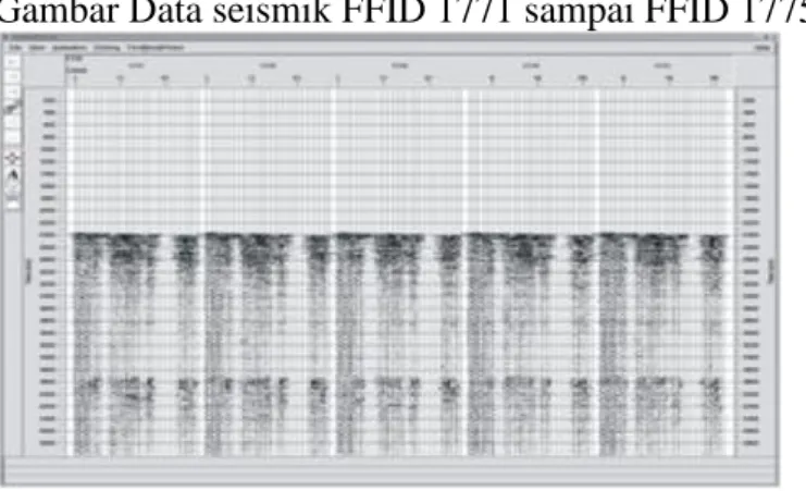 Gambar Data seismik FFID 1771 sampai FFID 1775 setelah signal processing. 
