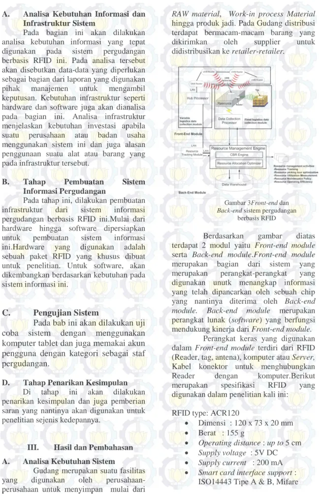 Gambar 3Front-end dan   Back-end sistem pergudangan  
