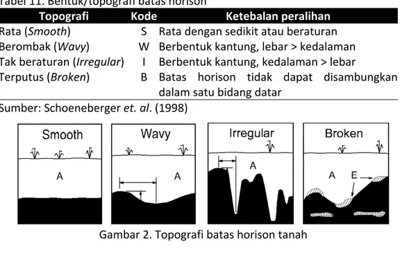 Tabel 11. Bentuk/topografi batas horison 