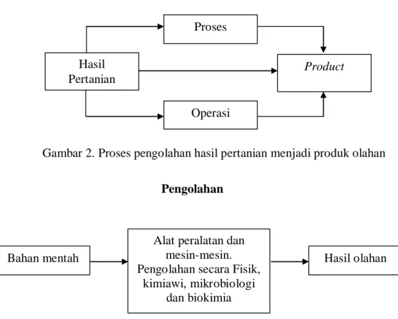 Gambar 3. Proses pengolahan bahan mentah menjadi produk olahan  (Setyohadi, 2006) 