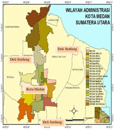 Gambar 11. Peta Kota Medan Berdasarkan Wilayah Kecamatannya 