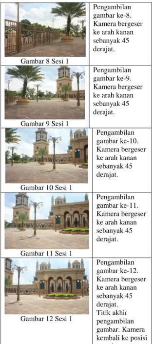 Gambar 8 Sesi 1  Pengambilan  gambar ke-8.  Kamera bergeser ke arah kanan sebanyak 45 derajat