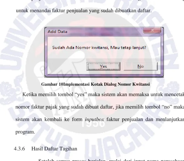 Gambar 10Implementasi Kotak Dialog Nomor Kwitansi 