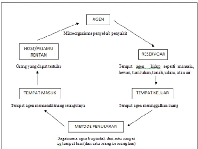 Gambar 1.Siklus Infeksi Nosokiomial  (Depkes, 2007) 