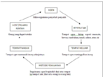 Gambar 1.Siklus Infeksi Nosokiomial  (Depkes, 2007) 