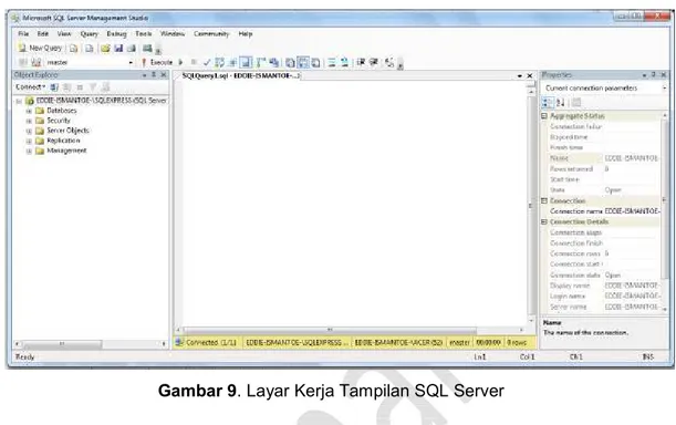 Gambar 9. Layar Kerja Tampilan SQL Server   