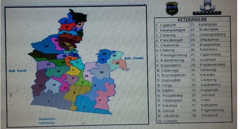 Gambar 1. Peta Adiministrasi Kabupaten Tasikmalaya (BPS KabupatenTasikamalaya, 2016)