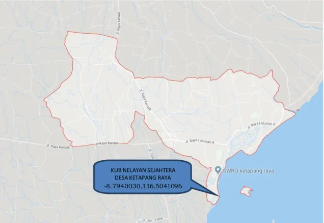 Gambar 1 Peta lokasi Kelompok Usaha  Bersama (KUB) Lautan  Berlian  