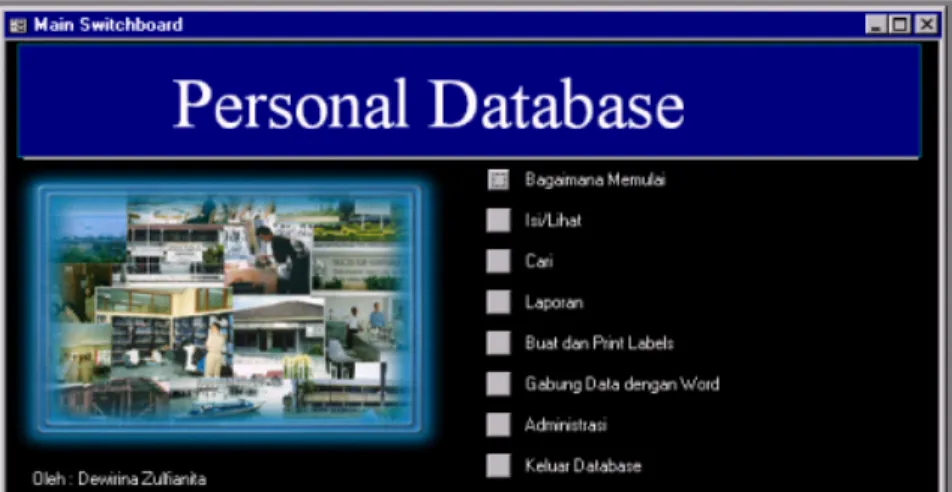 Gambar 7.  Tampilan depan Sistem Informasi Personal 