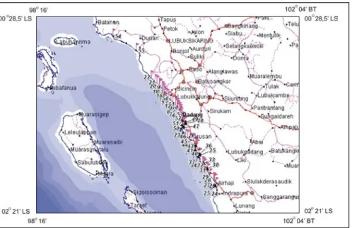 Gambar 2. Peta karakteristik pantai Provinsi Sumatera Barat. 