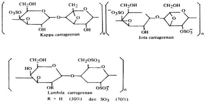 Gambar 1. Struktur kimia karagenan (Istini, dkk., 1985) 