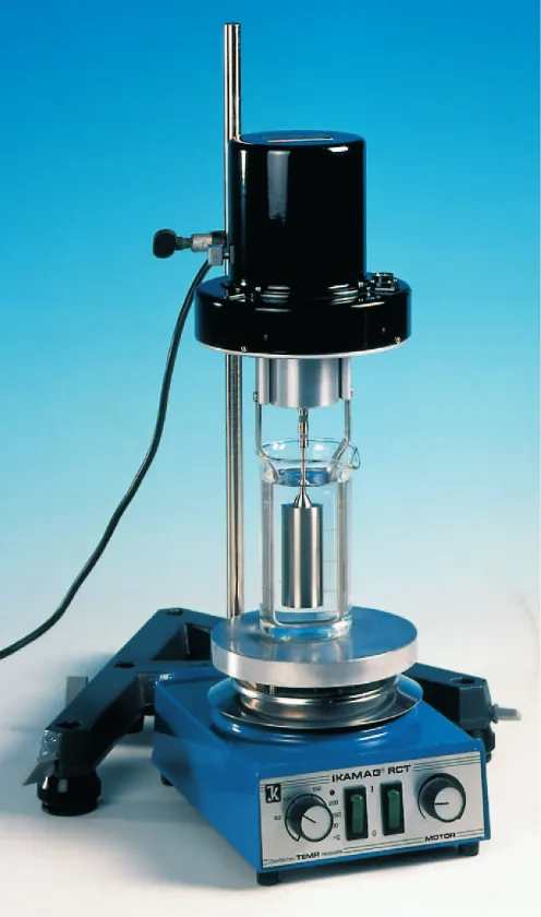 Fig. 1: Experimental set up: Viscosity of Newtonian and non-Newtonian liquids (rotary viscometer).
