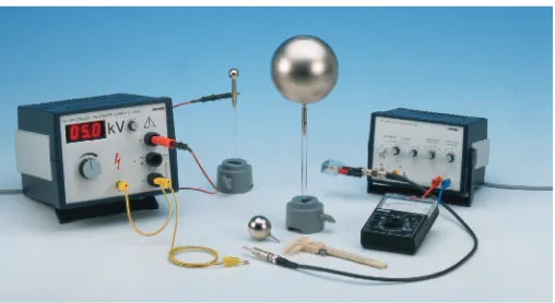 Fig. 1 : Experimental set-up to determine the capacitance of conducting spheres.