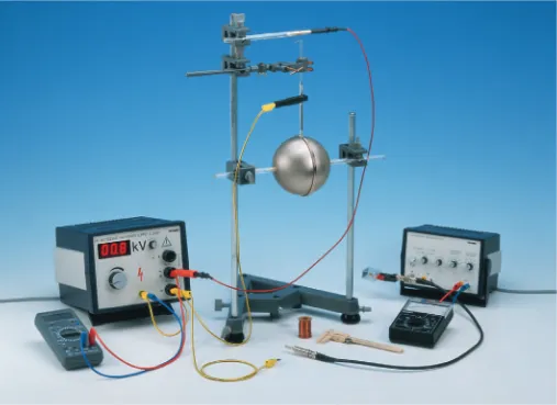 Fig. 2 : Part of the experimental set-up used to determine the capacitance of a spherical capacitor.