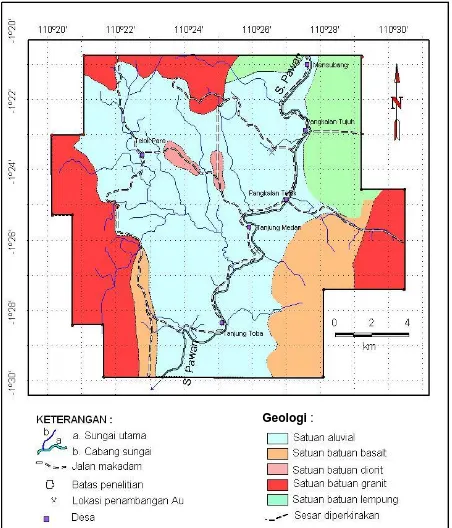Gambar 4. Peta Geologi Daerah Penelitian  b.  Terobosan granit Sukadana 