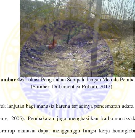 Gambar 4.6 Lokasi Pengolahan Sampah dengan Metode Pembakaran (Sumber: Dokumentasi Pribadi, 2012)