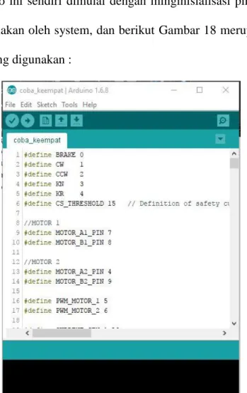 Gambar 18. Inisialisasi Pin pada Program Arduino UNO 