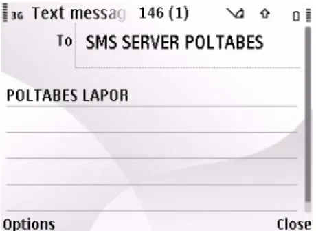 Gambar 14. SMS informasi dari server balasan untuk Format SMS  “POLTABES[spasi]STNK 
