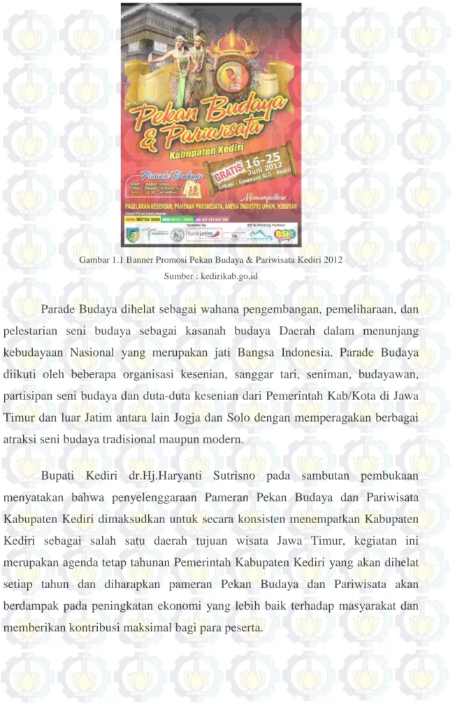 Gambar 1.1 Banner Promosi Pekan Budaya &amp; Pariwisata Kediri 2012   Sumber : kedirikab.go.id 