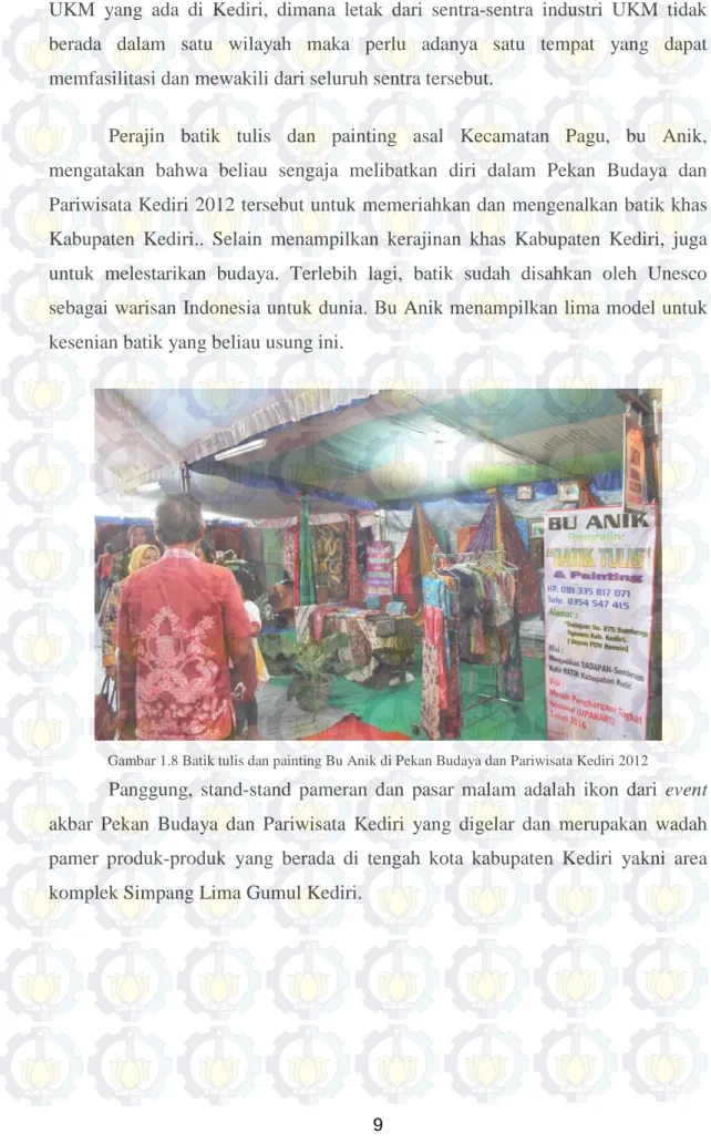 Gambar 1.8 Batik tulis dan painting Bu Anik di Pekan Budaya dan Pariwisata Kediri 2012 
