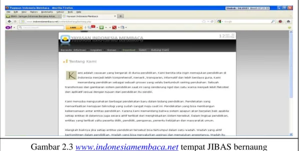 Gambar 2.3 www.indonesiamembaca.net tempat JIBAS bernaung 
