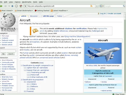 Gambar 6.11. Informasi tentang  Aircraft di Wikipedia.