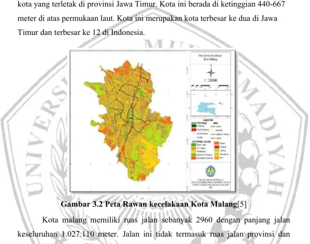 Gambar 3.2 Peta Rawan kecelakaan Kota Malang[5] 