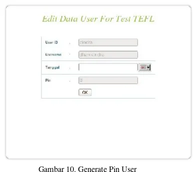 Gambar 10. Generate Pin User