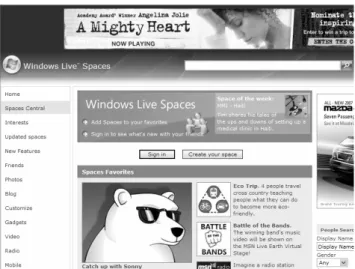 Gambar 1.9 Halaman awal situs Windows Live Spaces 