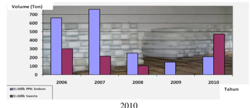 Gambar 25 Grafik penyaluran es di PPN Ambon,tahun 2006-2010                                                 Sumber: PPN Ambon (2006-2010) 