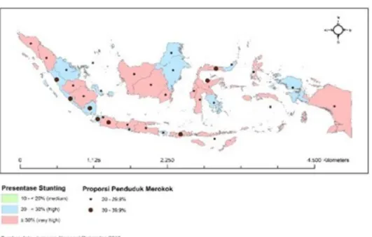 Gambar 8. Proporsi penduduk merokok di Indonesia tahun 2018. 