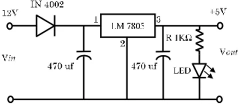 Gambar 4  Rangkaian Regulator Tegangan  3.4  Antarmuka Keyboard PS/2 dengan 