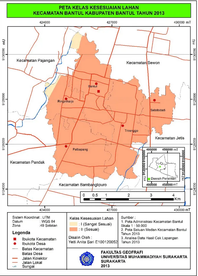 Gambar 4.1. Peta Kesesuaian Lahan Untuk Lokasi Permukiman Kecamatan Bantul Tahun 2013LAMPIRAN