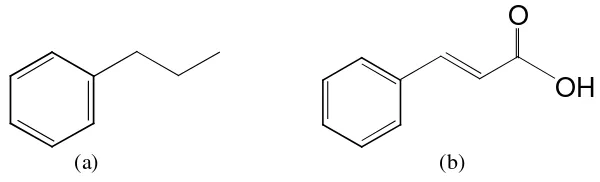 Gambar 3. Kerangka dasar (a) fenilpropanoida, (b) asam sinamat  
