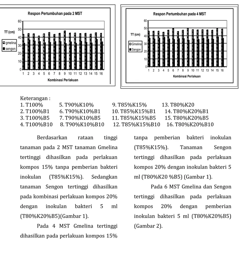Gambar 1. Respon Pertumbuhan Tinggi Tanaman Gmelina arborea Roxb dan  Paraserianthes falcataria L