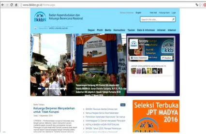 Gambar 3.10 Website BKKBN Provinsi DIY  Sumber : BKKBN Provinsi DIY, pada 16 Juni 2016 